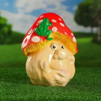 Садовая фигура "Мухомор с лягушкой" 26см