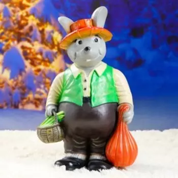 Садовая фигура "Мышь с корзиной" 50х26см