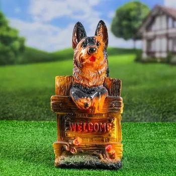 Садовая фигура из гипса «Овчарка на заборе», 202237 см