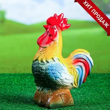 Садовая фигура из гипса «Петух на бревне», 261218 см