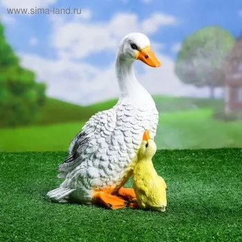Садовая фигура из полистоуна «Утка с утёнком», 312413 см