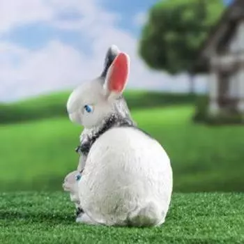 Садовая фигура "Зайчиха с малышом", серая, гипс, 23 см, микс