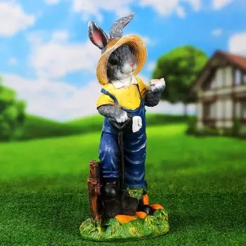 Садовая фигура из полистоуна «Зайчик дачник с бабочкой», 491822 см