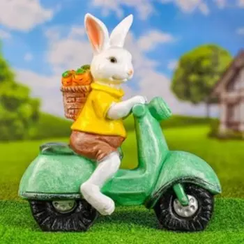 Фигура "Заяц на мотоцикле" 46х43см