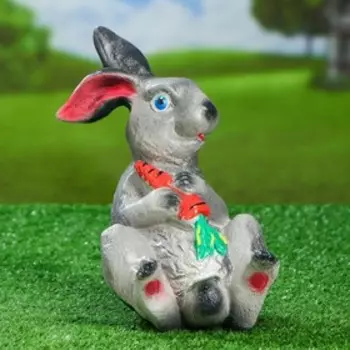 Садовая фигура "Заяц с морковкой", гипс, 24.5 см, микс