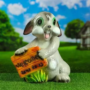 Садовая фигура "Заяц с табличкой" большой 44см