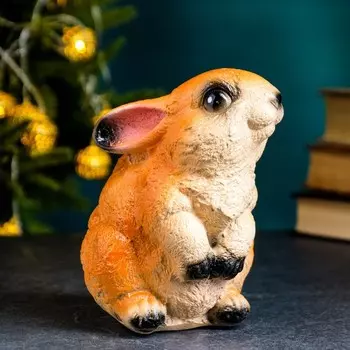 Фигура "Заяц веселый" рыжий, 14х10х16см