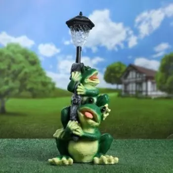 Садовая фигура - фонарь из полистоуна «Лягушата с фонарём», h=50 см