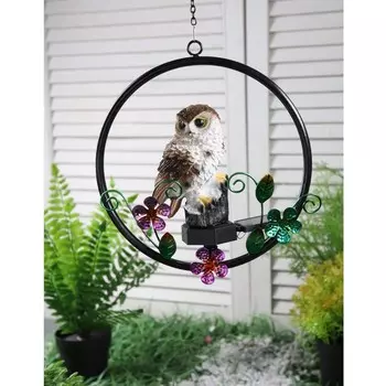 Садовый светильник «Филин», уличный, на солнечной батарее, 27 см, 1 LED, свечение тёплое белое