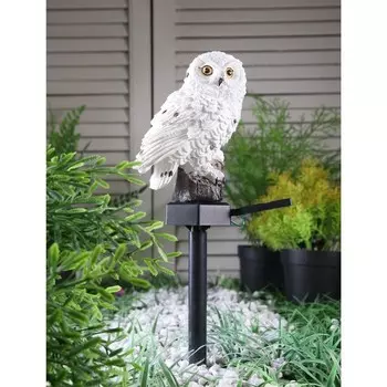 Садовый светильник «Полярная сова», уличный, на солнечной батарее, 45 см, 1 LED, свечение тёплое белое