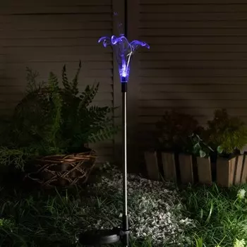 Садовый светильник Uniel на солнечной батарее Lily, 9 80 9 см, свечение мульти (RGB)