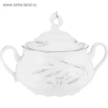 Сахарница Constance, декор «Серебряные колосья, отводка платина», 350 мл