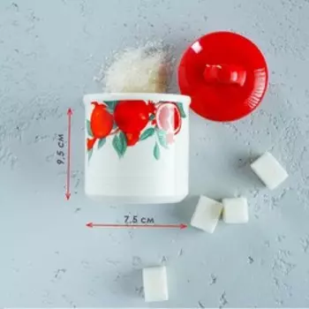 Сахарница-солонка Доляна «Гранат», 150 мл, d=7 см, доломит, белая, красная