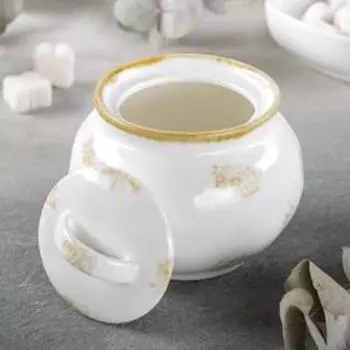 Сахарница Доляна Organic Gold, 420 мл, фарфор, белая