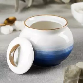 Сахарница с крышкой Доляна «Космос», 400 мл, фарфор, синяя