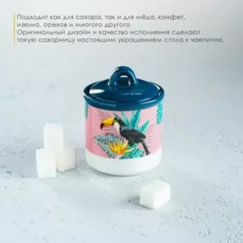 Сахарница-солонка Доляна «Тропики», 150 мл, d=7 см, доломит, разноцветная