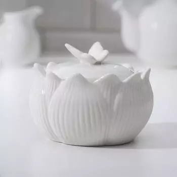 Сахарница «Цветок», 250 мл, керамика, белая