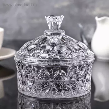 Сахарница «Круги», 250 мл, 10.510.5 см, с крышкой, стекло