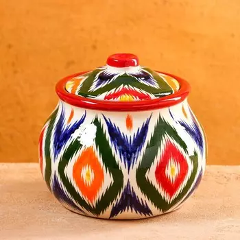 Сахарница узбекская Риштанская Керамика «Атлас», 800 мл, разноцветная