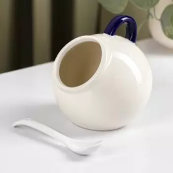 Сахарница с ложкой Доляна «Лимон», 200 мл, белая