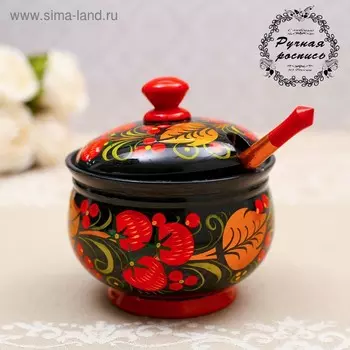 Сахарница, с ложкой, 10,57,5 см, хохлома
