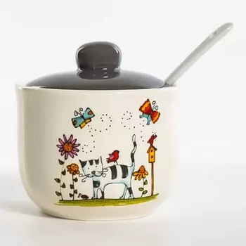 Сахарница с ложкой Elrington «Полосатый кот», 32 мл