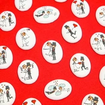 Сахарные медальоны "Свадьба", 63 шт