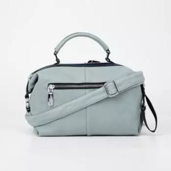 Саквояж, 2 отдела на молниях, длинный ремень, цвет мятный