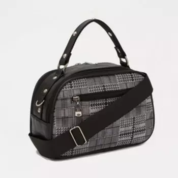 Сумка-саквояж, 2 отдела на молниях, наружный карман, регулируемый ремень, цвет чёрный