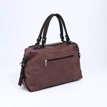 Саквояж на молнии, 2 наружных кармана, длинный ремень, цвет коричневый