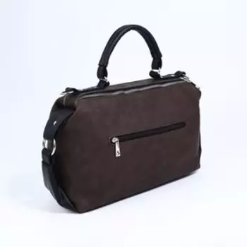 Саквояж на молнии, длинный ремень, цвет коричневый