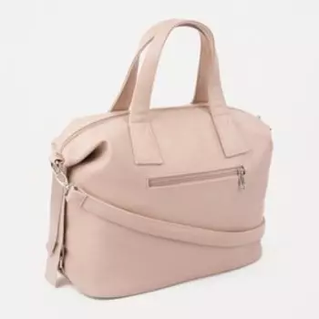 Саквояж, отдел на молнии, 2 наружных кармана, длинный ремень, цвет бежевый