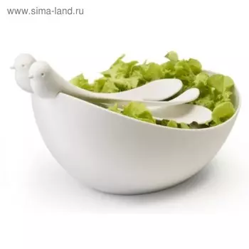 Салатница с ложками Sparrow, с белыми ложками