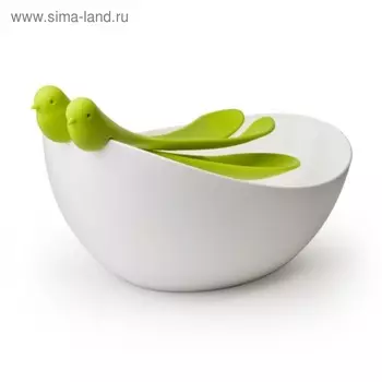 Салатница с ложками Sparrow, с зелёными ложками