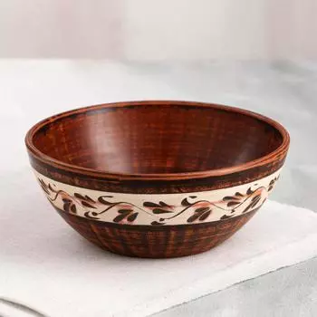 Салатник, ангоб, красная глина, 0.8 л