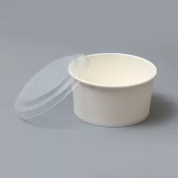 Салатник белый, с пластиковой крышкой, 1000 мл