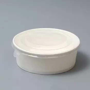 Салатник белый, с пластиковой крышкой, 1300 мл