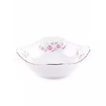 Салатник Cmielow Rococo «Бледные розы, отводка платина», длина 27 см