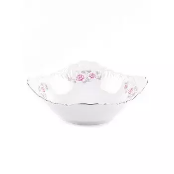Салатник Cmielow Rococo «Бледные розы, отводка платина», d=14 см