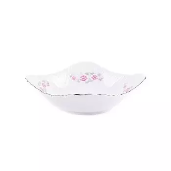 Салатник Cmielow Rococo «Бледные розы, отводка платина», d=17 см