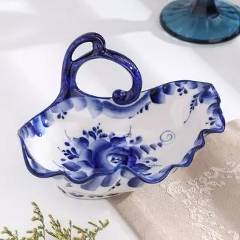 Салатник керамический «Цветок», 17.513.58 см, гжель