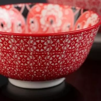 Салатник керамический Доляна «Джавлон», 350 мл, d=12 см, цвет красный