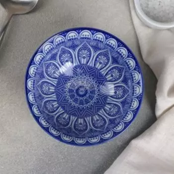 Салатник Доляна «Мавлон», 350 мл, d=12.5 см, керамика, синий