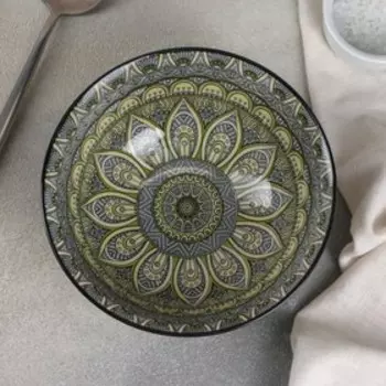 Салатник керамический Доляна «Мирсоле», 680 мл, d=16 см, цвет зелёный