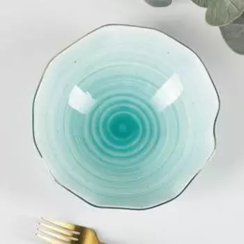 Салатник Доляна «Млечный путь», 700 мл, d=17.5 см, фарфор, бирюзовый