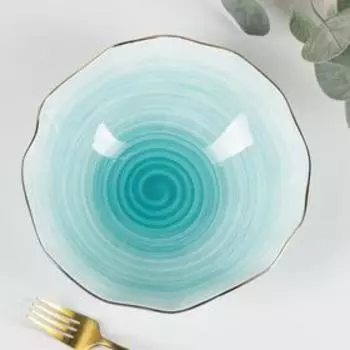 Салатник Доляна «Млечный путь», 1.4 л, d=22 см, фарфор, бирюзовый