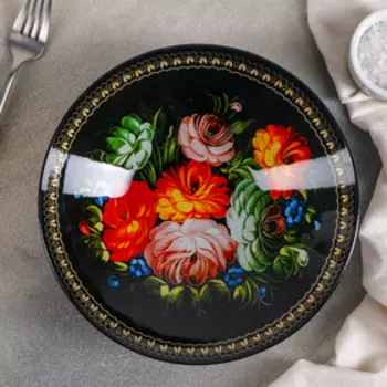 Салатник Доляна «Народные мотивы», 920 мл, 225 см, секло, чёрный