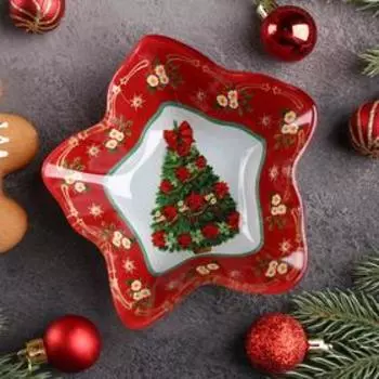 Салатник стеклянный Доляна «Новогодняя ель», 160 мл, 13,33,6 см