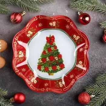 Салатник стеклянный Доляна «Новогодняя ель», 400 мл, 193,7 см