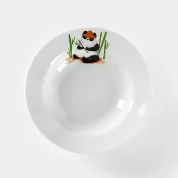 Тарелка глубокая Добрушский завод «Панда», 250 мл, d=20 см, фарфор, белая